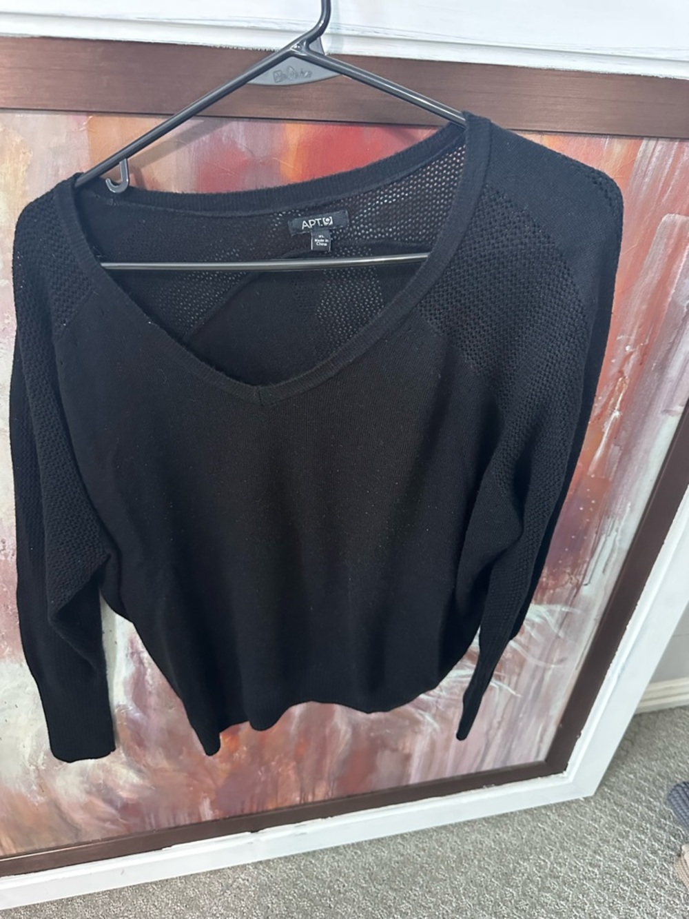 Apt. 9 Black V-Neck Lightweight Knit Sweater